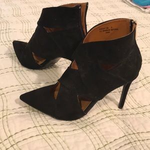 Black Velvet high heel strappy boots